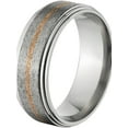thumbnail image 2 of 8mm Raised Center Titanium Ring with a 1mm Copper Inlay with a Stone Finish, 2 of 3