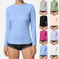 thumbnail image 6 of felwors Women's Crew Neck Stretchy Slim-Fit Yoga Top - Long-Sleeved with Pockets for Sports, Running & Fitness Pink, XL, 6 of 8