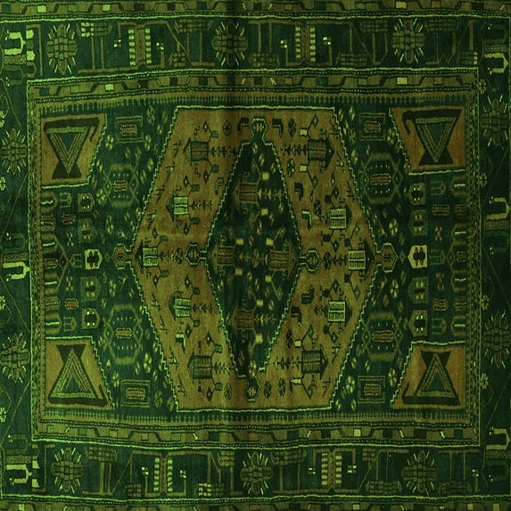 Ahgly Company Indoor Square Persian Green Traditional Area Rugs, 7' Square