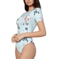 thumbnail image 2 of Fotbe Poodle Playing Skateboard Women's Crew Neck Short Sleeves Bodysuit Tops Round Neck Slim Sleeveless Soft Comfortable Basic-Small, 2 of 9