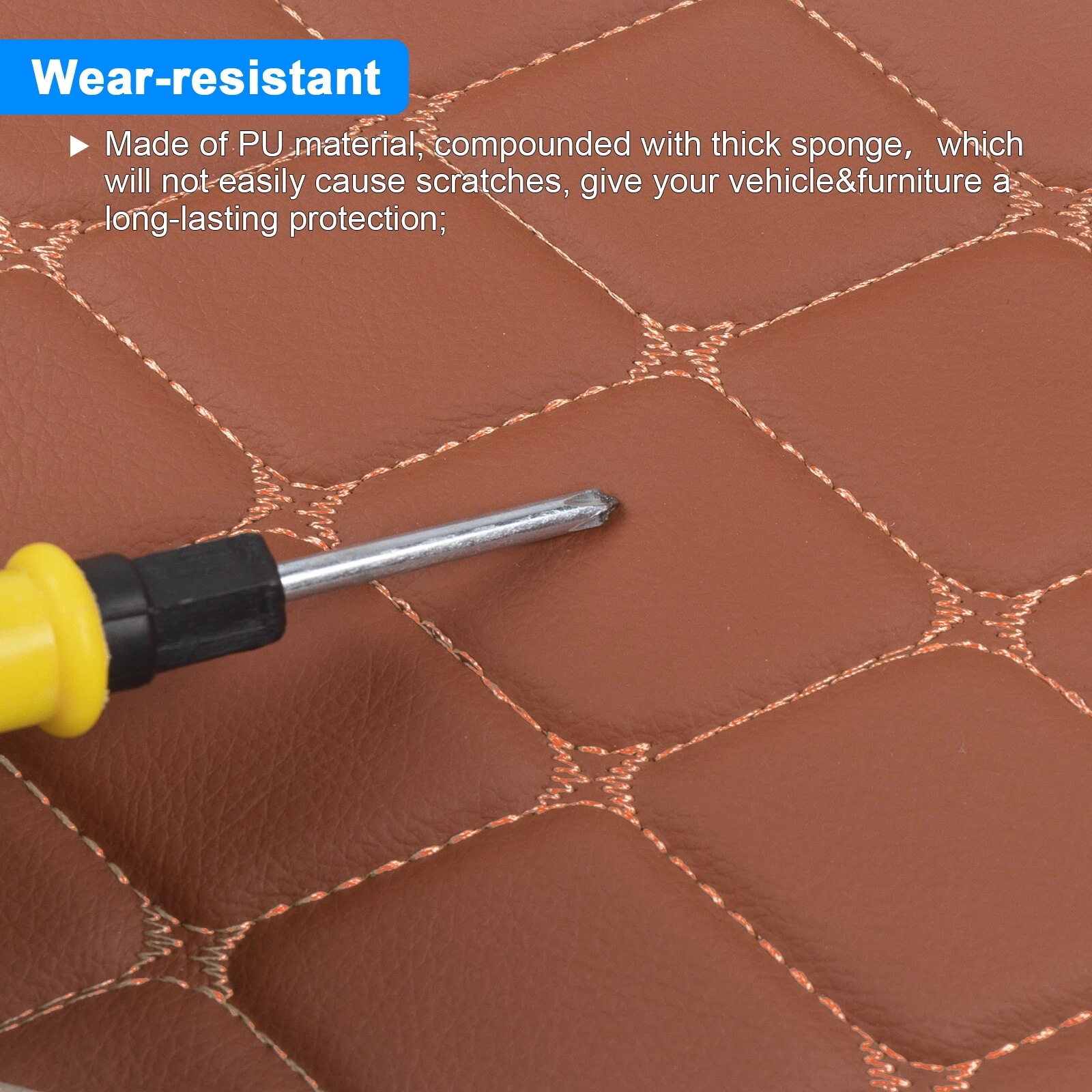 Telimocy 59" W Vinyl Faux Leather Fabric Diamond Quilted with 6mm Foam Backing for Car Headliner Upholstery DIY Furniture Decoration, Brown, Sold by Yard