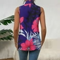 thumbnail image 4 of KIHOUT New Summer Fashion Women's Casual T-shirt Printed V-neck Sleeveless Top Waistcoat Turdown Collar Tank Top Button Blouse Ladies T-shirt Coat, 4 of 7