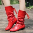 thumbnail image 4 of FRSASU Women's Tall Knee High Faux Leather Boots with Side Zipper Boots with Non Slip Sole and Cushioned Insole for Fall Red, 4 of 5
