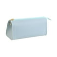 thumbnail image 4 of Estuches para lápices de cuero PU con cremallera Suministros de oficina multifuncionales Bolsa de aseo portátil de gran capacidad Bolsas de maquillaje , Azul Salvador estuche, 4 of 10