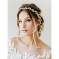 thumbnail image 3 of Tocados de boda de hojas para novia, niña de flores, diadema nupcial dorada con diamantes de imitación, accesorios para el cabello hechos a mano para mujer, 3 of 7