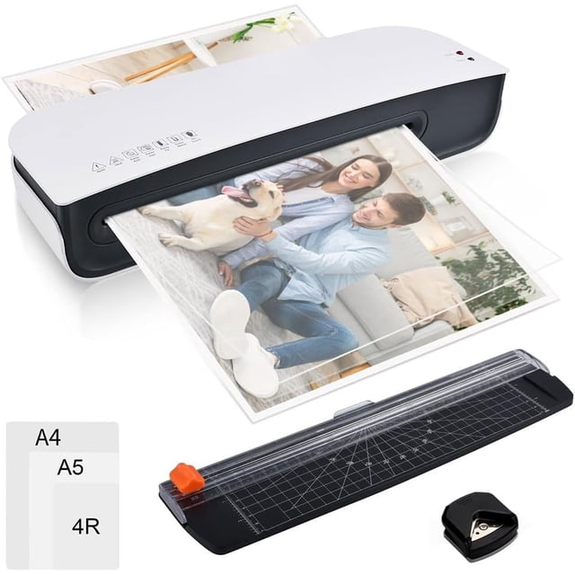 Enmicadora Térmica, A4 Máquina Laminadora Carta y Oficio, Termica Personal 4 en 1 con 75 Hojas Laminadoras, Cortador de Papel Esquinas Redondas para Hogar, Escuela Oficina