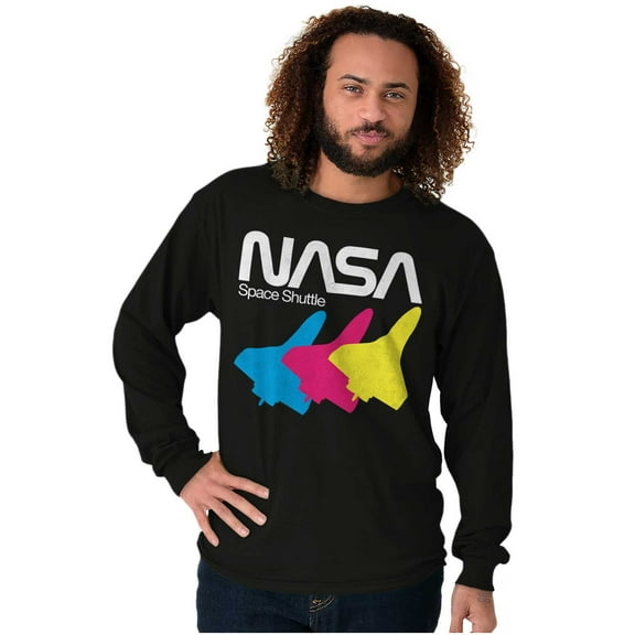 Retro NASA Worm Logo Space Shuttle Long Sleeve TShirt Men Women Brisco Brands S