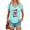 Blue, variant on Unishe Womens Blue Vintage Playing Card V Neck Short Sleeve T-Shirt S-5XL Fun Daily Wear Soft Tops