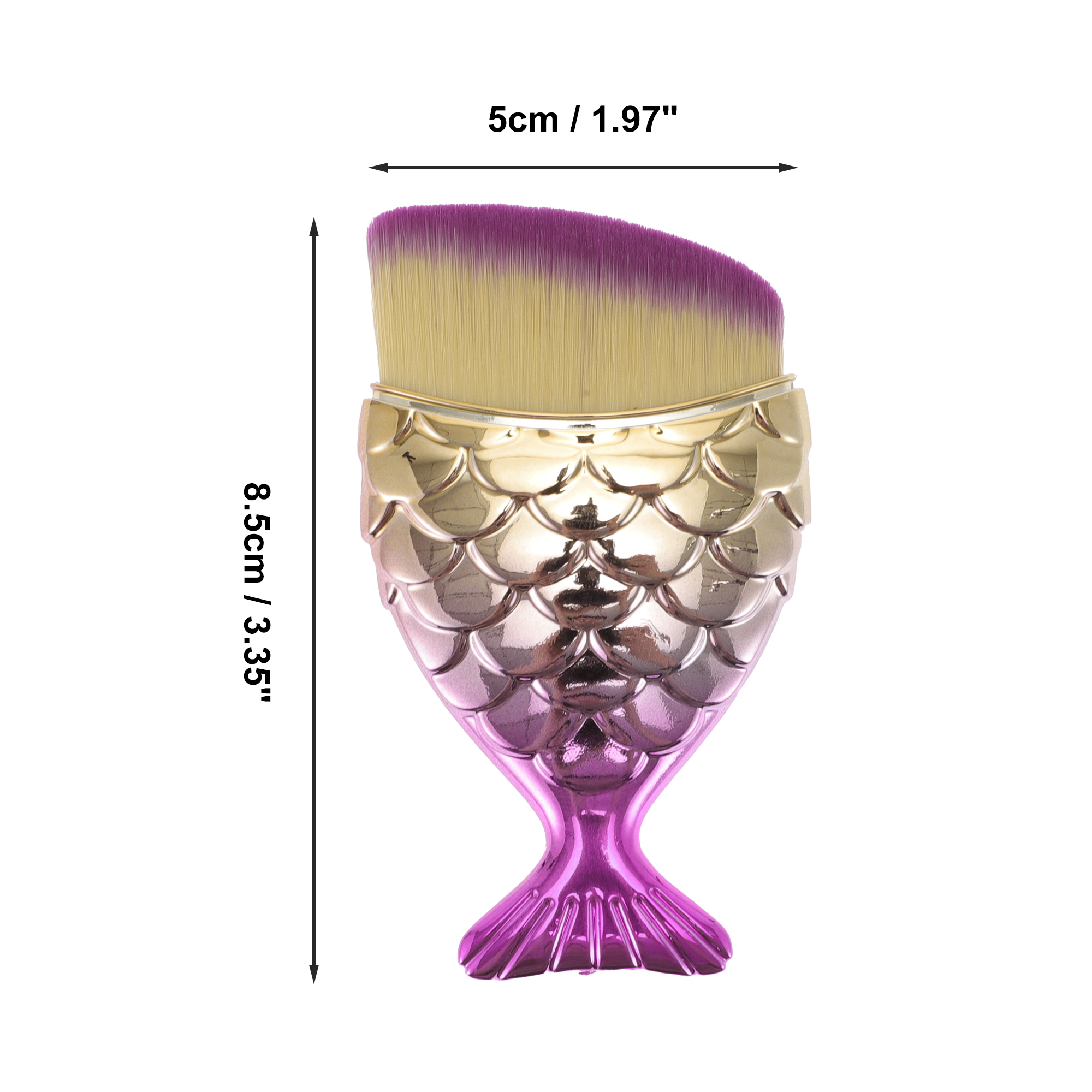 Unique Bargains 1 Pc Angled Mermaids Shape Foundation Brush for Travel Yellow, Pink
