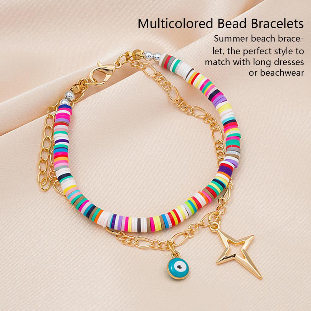 7PCS Bohemian Beaded Pearl Bracelets Handmade Colorful Seed Beaded Bracelet For Women Girls Boho Summer Beach Y2k Jewelry