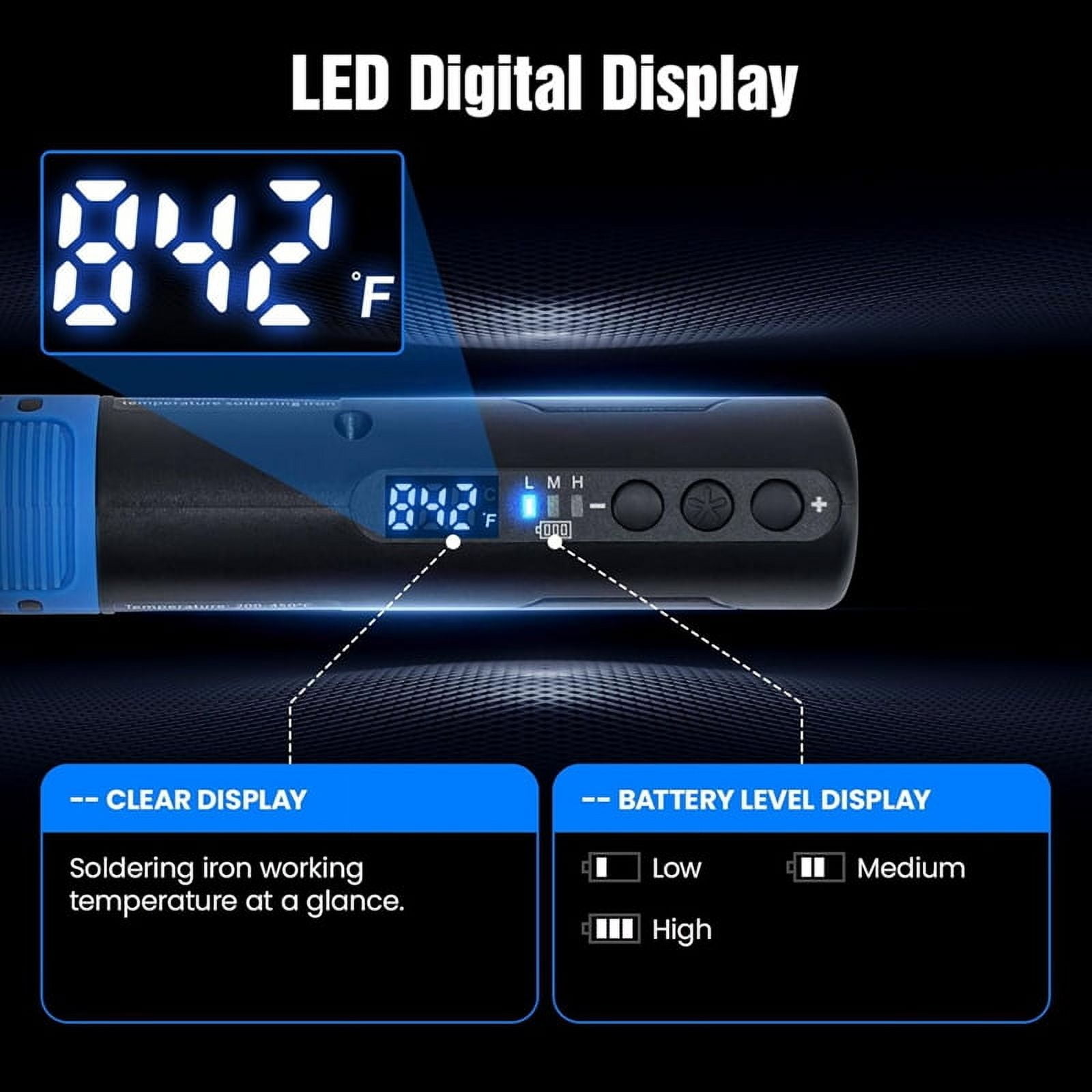 Cordless Soldering Iron Kit, LDE Digital Display USB Rechargeable Soldering Iron for Small Soldering Projects, DIY