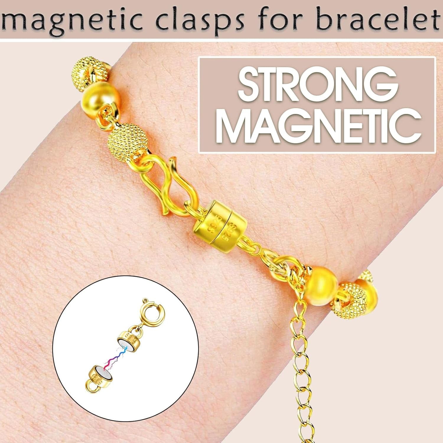 925 Sterling Silver Magnetic Necklace Clasps and Closures,Gold and Silver Magnetic Clasp Converter for Jewelry Making Supplies,Chain Extender Connector for Small Necklace Bracelet