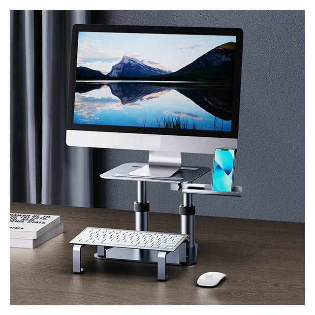 Computer Monitor Stand Height Adjustable Retractable Mount Desk Laptop Riser Keyboard Support ,Easy to Use