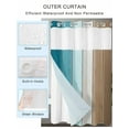 thumbnail image 2 of No Hook Cloth Fabric Shower Curtain with Snap in Liner, Teal Brown Ombre Waterproof Shower Curtains Set with See Through Top Window, Vintage Country Wooden Bath Curtains Shower 72"x96", 2 of 6