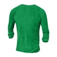 thumbnail image 4 of Men'S Printed T-Shirt Outdoor Retro Button Loose Long Sleeve Top Green F XL, 4 of 5