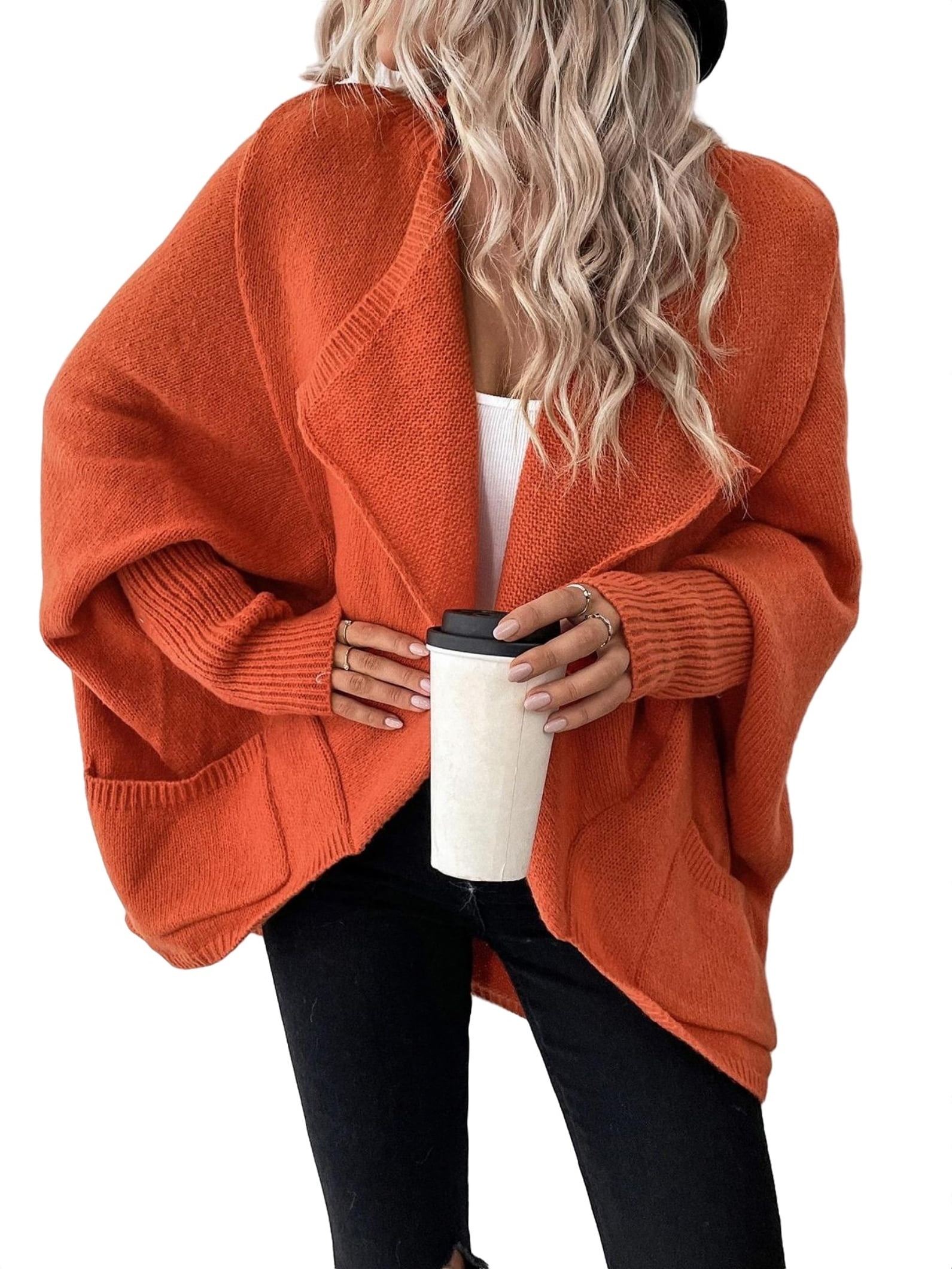 Orange knit cardigan hotsell