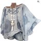 thumbnail image 2 of Qarigey Camiseta de mujer con estampado digital, top suelto, blusa con volantes bohemios Prendas para la parte del cuerpo Gris SG Qarigey AP002167-04, 2 of 3