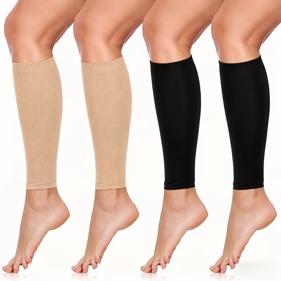 XINmiao 2 Pairs Light & Thin Calf Micro-Compression Sleeves for Men & Women, Footless Compression Socks for Runners, Leg Support for Sports & Daily Wear