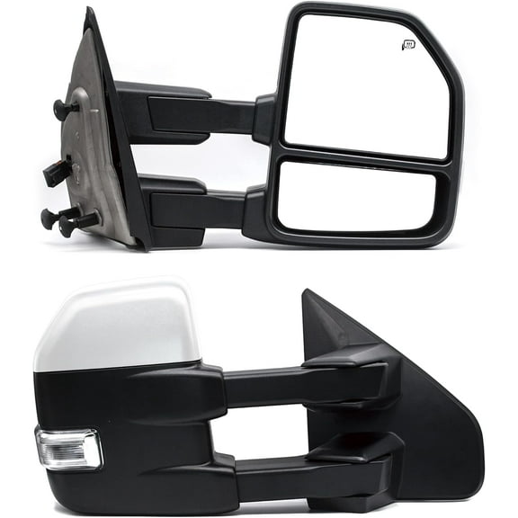 WLLW Towing Mirrors for Ford F150 Pickup Truck 2004-2014 Power Heated Turn Signal Light Puddle Light Tow Mirrors Chrome Cap