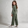 thumbnail image 4 of UKHCCC Girls Ribbed Knit 2 Piece Outfit Set, Long Sleeve Crew Neck Pullover Top and Wide Leg Pants, Casual Lounge Set, 4 of 8