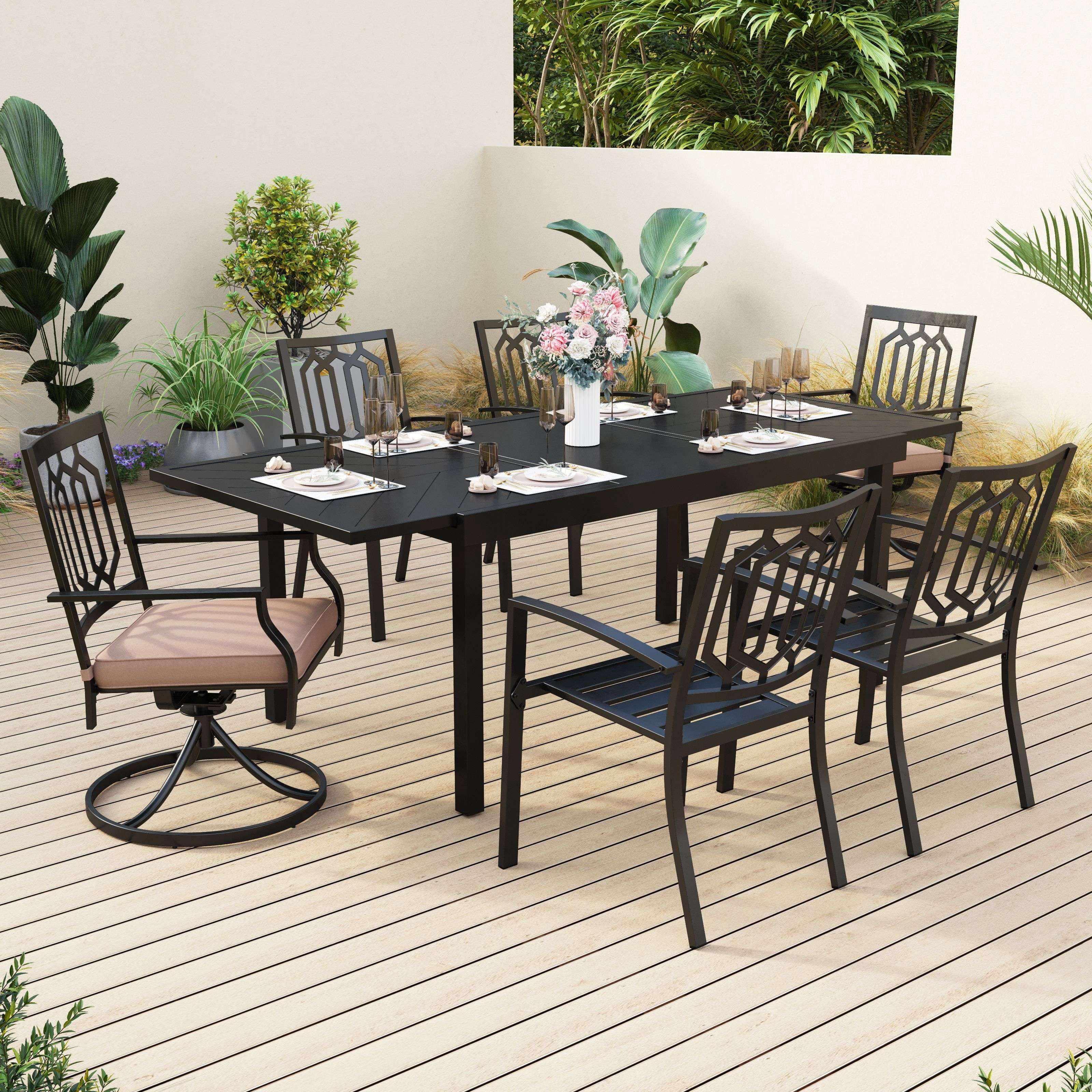 Sophia & William 7 Pieces Metal Outdoor Patio Dining Set with ...