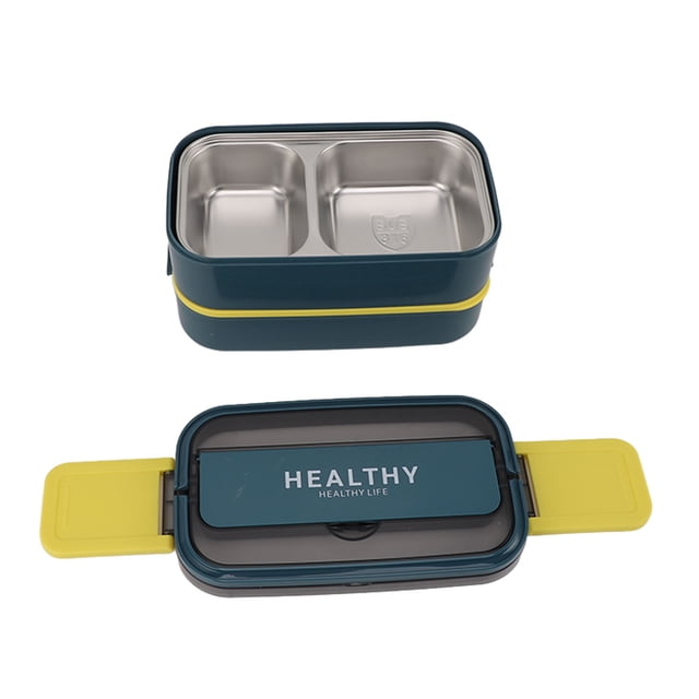 Caja De Lonchera Portátil De Fugas De Doble Capa De Acero Inoxidable Con Cubiertos Para La Oficina Escolar 1400 Ml
