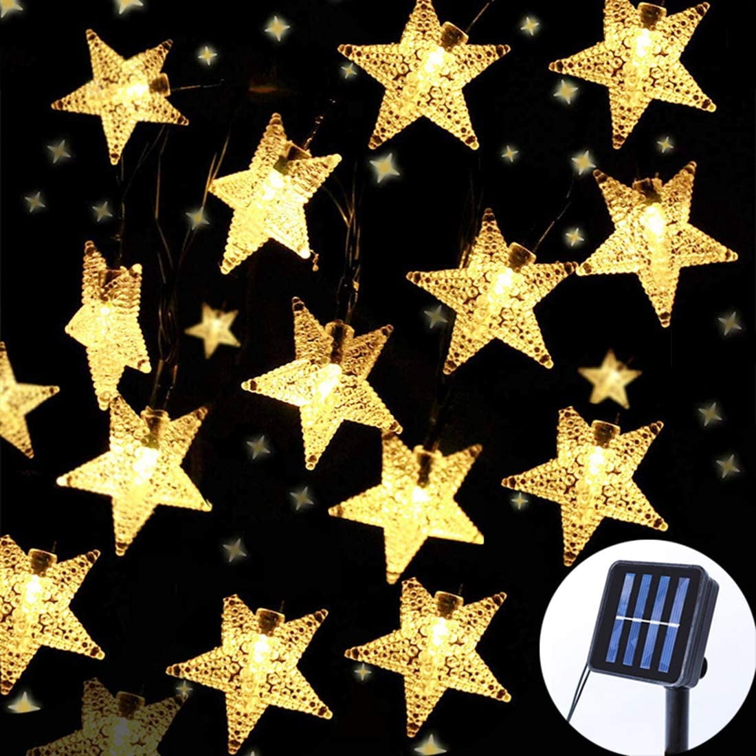 Solar Christmas Lights Outdoor Star Lights String,35ft 50 LED Twinkle
