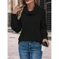 thumbnail image 5 of Women'S - Tunic Sweaters Long Sleeve Ribbed Knit Comfy Loose Casual Fall Sweater Black L, 5 of 7