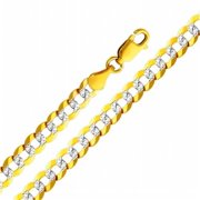 4.7 mm 24 in. 14K Two-Tone Gold White Pave Light Cuban Chain Necklace