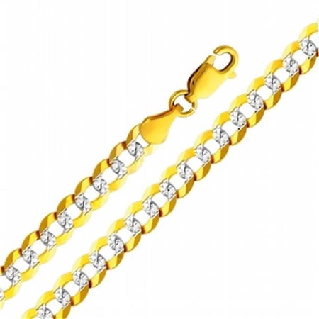 4.7 mm 24 in. 14K Two-Tone Gold White Pave Light Cuban Chain Necklace