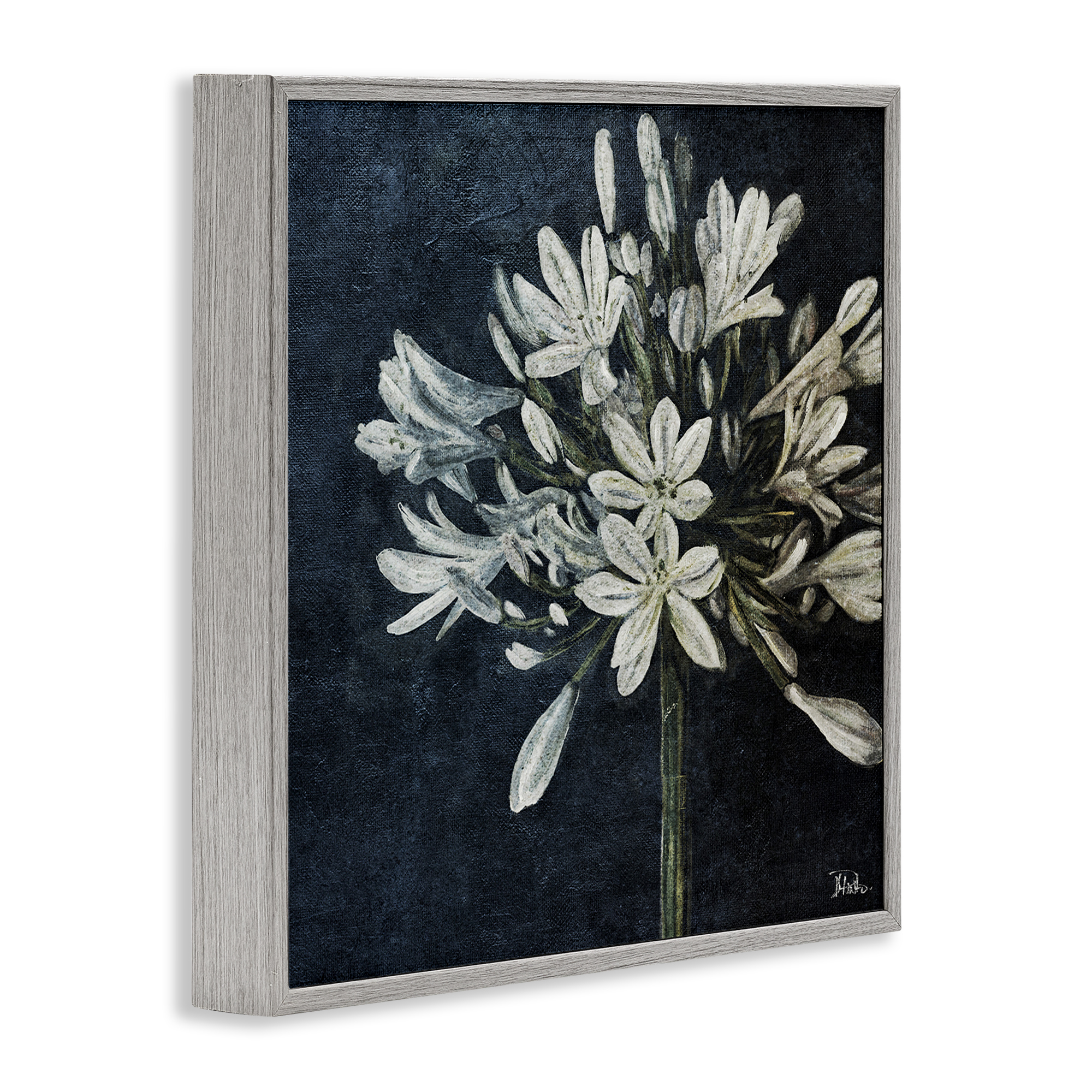 Stupell Industries White Herb Blooms Botanical & Floral Painting Gray Framed Art Print Wall Art, 24 x 24