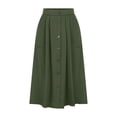 thumbnail image 3 of Crgrtght Women Button Down Skirts Casual Solid Midi Skirt High Waist Elastic Back Vacation Beach Travel Loose A-Line Skirt, Army Green XL, 3 of 5