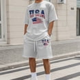 thumbnail image 2 of IWRICH Men's 4th of July Outfits USA Flag Patriot Short Sleeve Shirts and Shorts Set 2 Piece Independence Day Athletic Jogging Tracksuits Light Gray M, 2 of 4