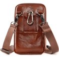 thumbnail image 4 of Leather Cell Phone Wallet  Holster, Bum Pack Pouch Belt Pouch Bolso para Hombre Crossbody Bag for Men with Card Slots Compatible with  (Brown), 4 of 6