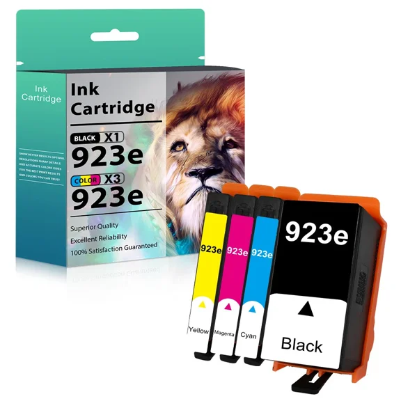 4 Pack Ink Cartridges for 923 Compatible with OfficeJet 8120 8122e 8125e 8130
