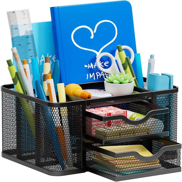 Organizador de escritorio Marbrasse Mesh con 2 cajones y 5 compartimentos