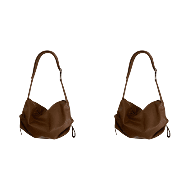 Bolso Hombro para Mujer Bandolera Cuero PU Plisado Hobo Con Cordón (marrón)