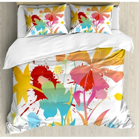 Colorful Duvet Cover Set Hawaiian Beach Party Theme With Lively