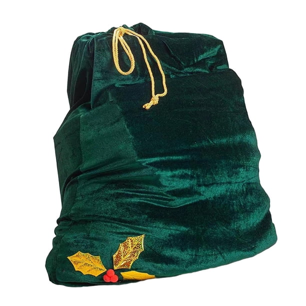Bolsa de Regalo de Papá Noel, Saco de Regalo de Papá Noel, Bolsa de Navidad de Terciopelo, Bolsa de Juguete de Papá Noel de 35,43 Pulgadas X 27,56 Pul Verde BLESIY Bolsa de Papá Noel