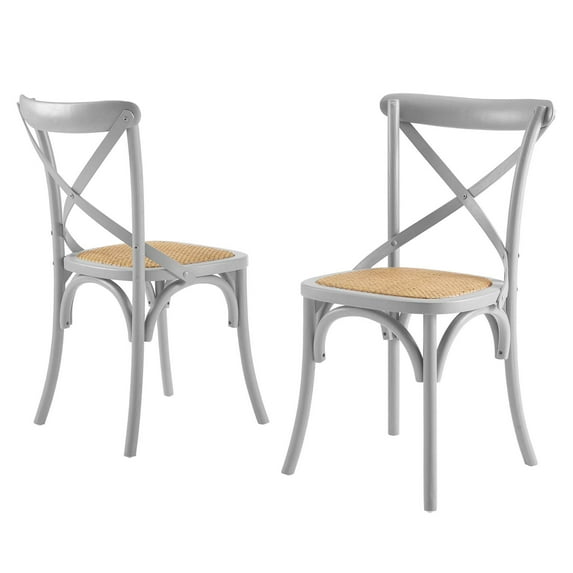 Side Dining Chair, Set of 2, Wood, Light Grey Gray, Modern Contemporary Urban Design, Kitchen Room Cafe Bistro Restaurant Hospitality