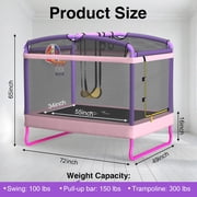 6FT Rectangle Toddler Trampoline by LANGXUN, 5-in-1 Kids Mini Trampoline Featuring Safety Enclosure Net for Indoor & Outdoor Use