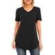 thumbnail image 1 of Camiseta de mujer, cuello en V, manga corta, larga, casual, para fiesta, tops Eccomum Negro S, 1 of 7