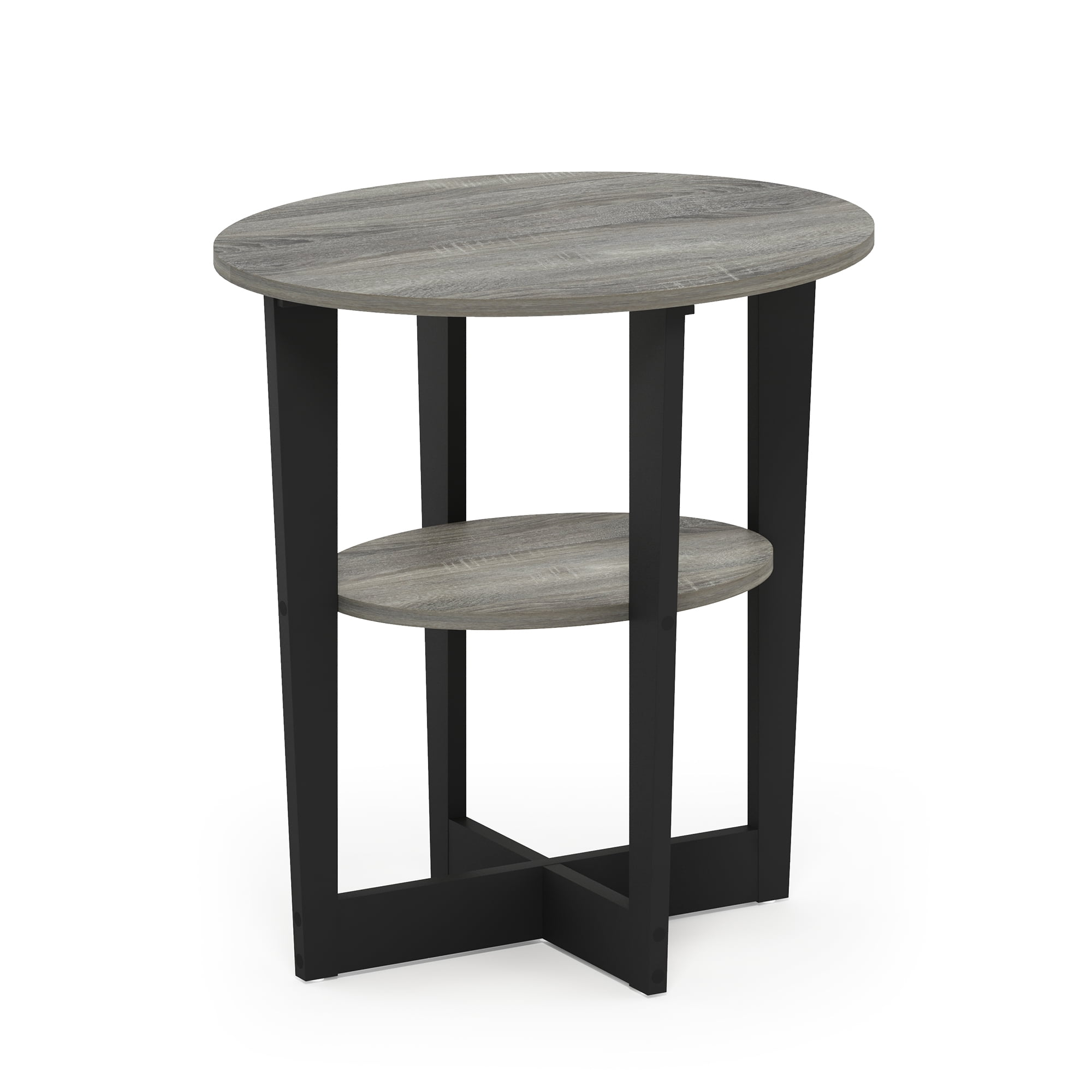 Furinno JAYA Oval End Table, French Oak Grey/Black