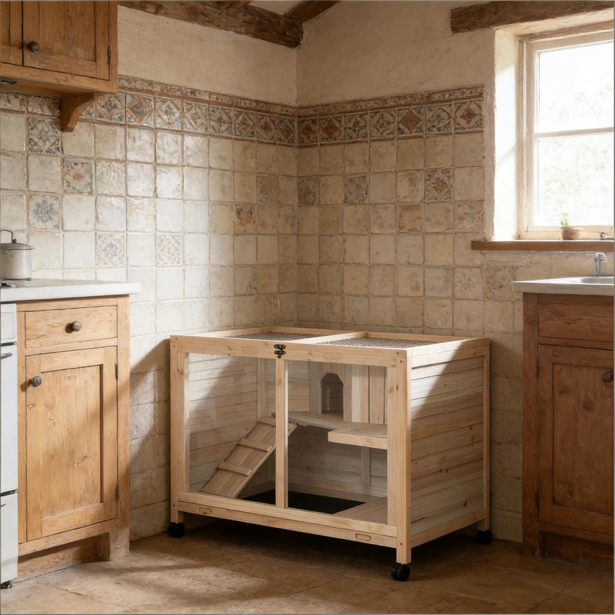Bunny Cage, Small Rabbit Hutch Spacious Pet House