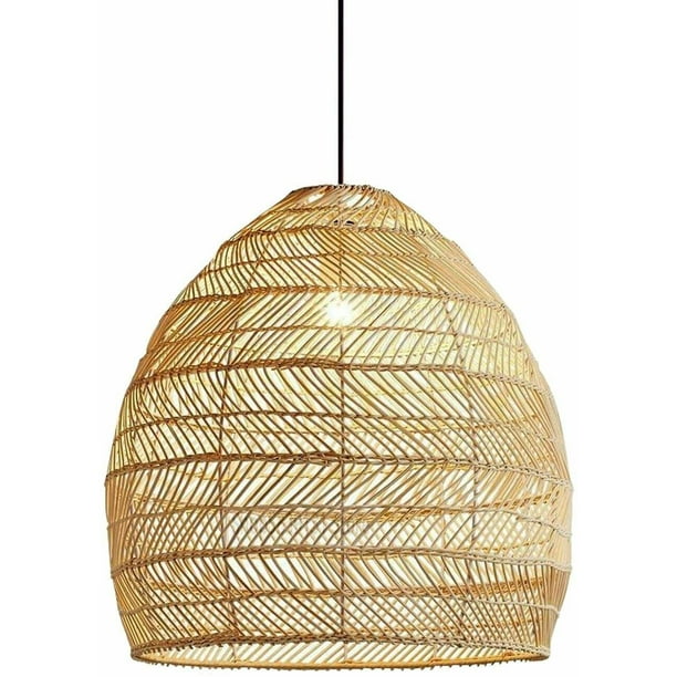 Collega Lao longontsteking OUKANING Bamboo Rattan Pendant Light Vintage Ceiling Chandelier Hanging Lamp  - Walmart.com