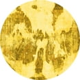 thumbnail image 1 of Ahgly Company Machine Washable Indoor Round Abstract Yellow Modern Area Rugs, 4' Round, 1 of 4