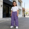 thumbnail image 5 of Kids Cargo Pants With Multiple Pockets for Boys Girls Outdoor Casual Play Everyday Comfortable, 13-14 Years, Purple, 5 of 8