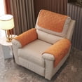 thumbnail image 4 of 3 Pieces Velvet Plush Recliner Armrest Cover Headrest Cover with Pockets Soft Fuzzy Non Slip 2 Armchair Slipcovers and 1 Headrest Protector for Recliner Leather Sofa Couch, 4 of 7