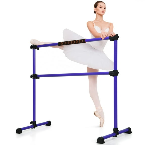 GETHFS 4ft Portable Ballet Barre Double Dance Bar Freestanding Adjustable with Anti-Slip Feet for Home, Studio, School – Iron Frame with Comfortable Sponge