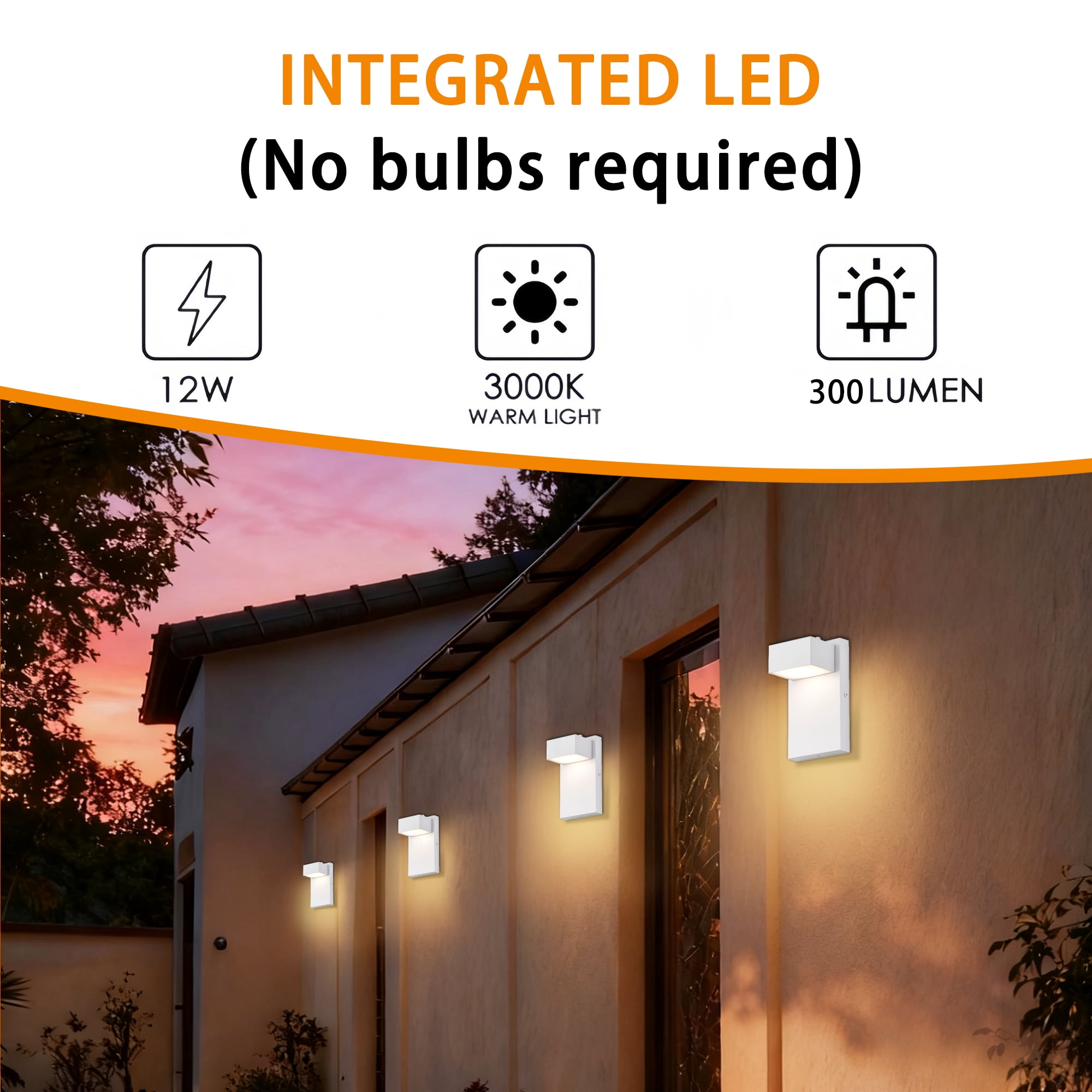 Outdoor Wall Sconce with Dusk to Dawn Sensor, Waterproof LED Porch Light 3000K Warm White for Front Door Garage